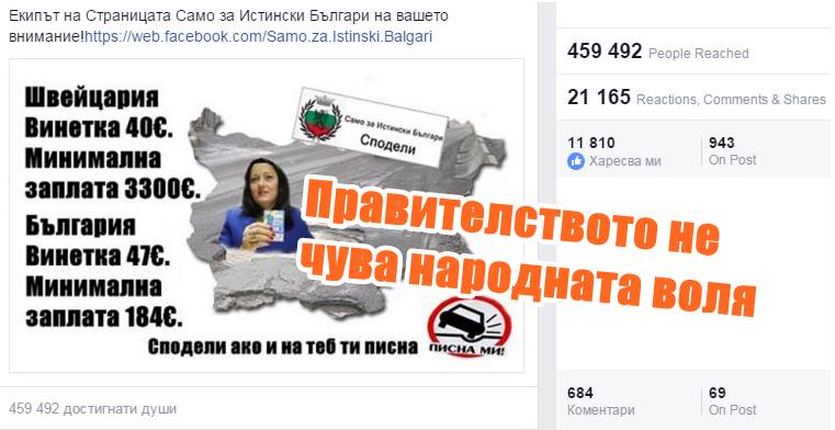 Борисов и Павлова - слепи и глухи за протестите срещу скъпите винетки